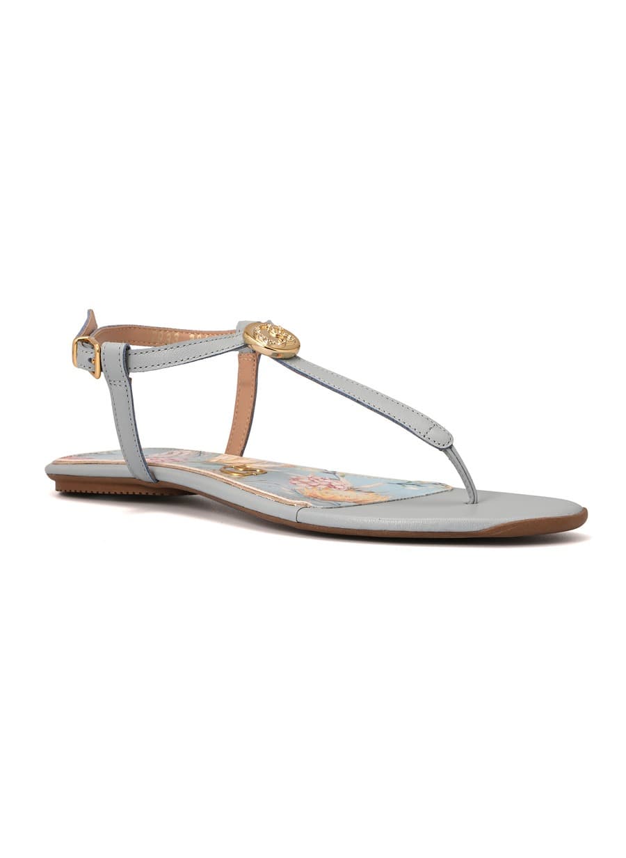 Flat Sandal with Floral Print Straps