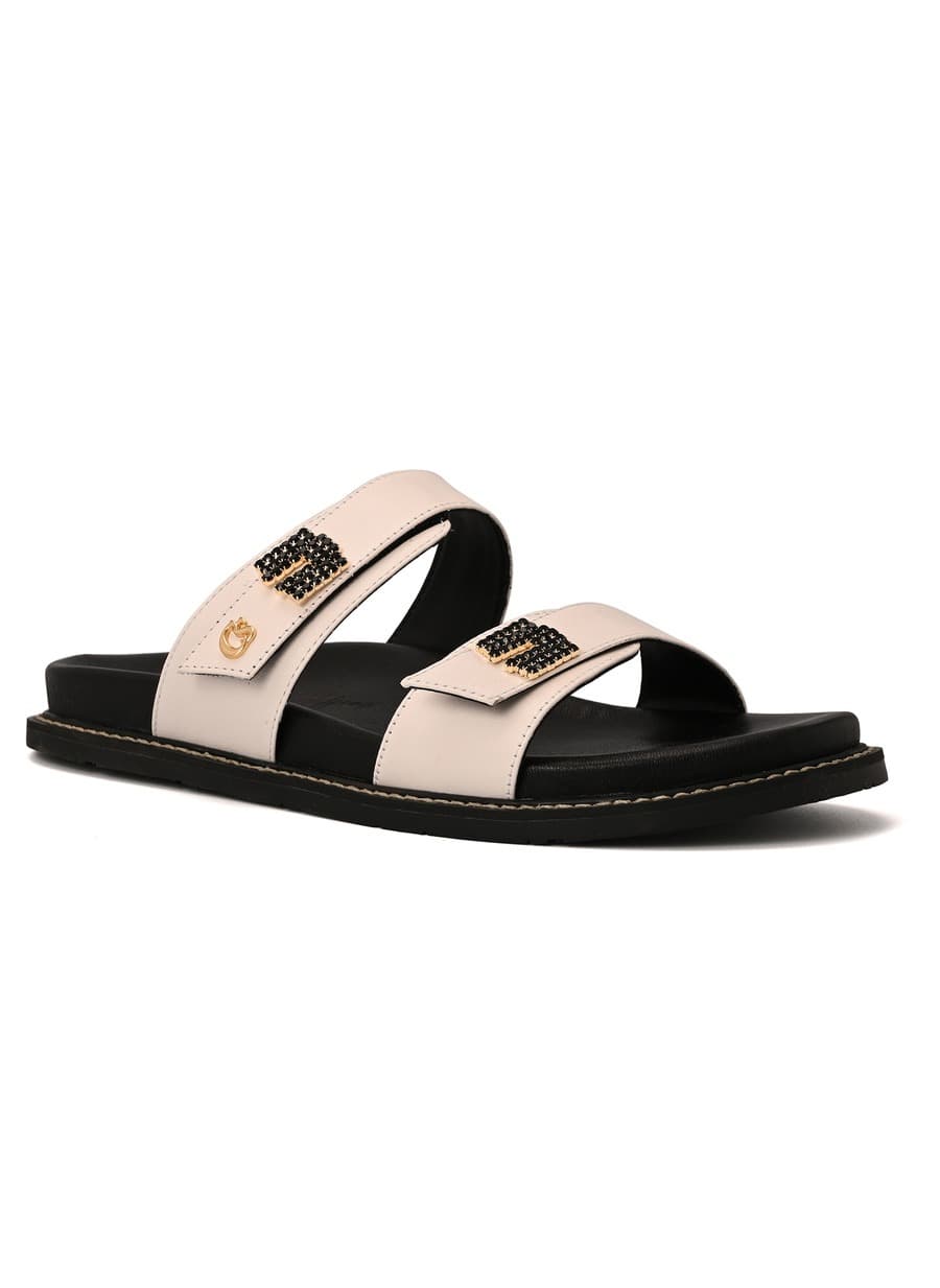 White Bianco Sandals with Crystal Straps