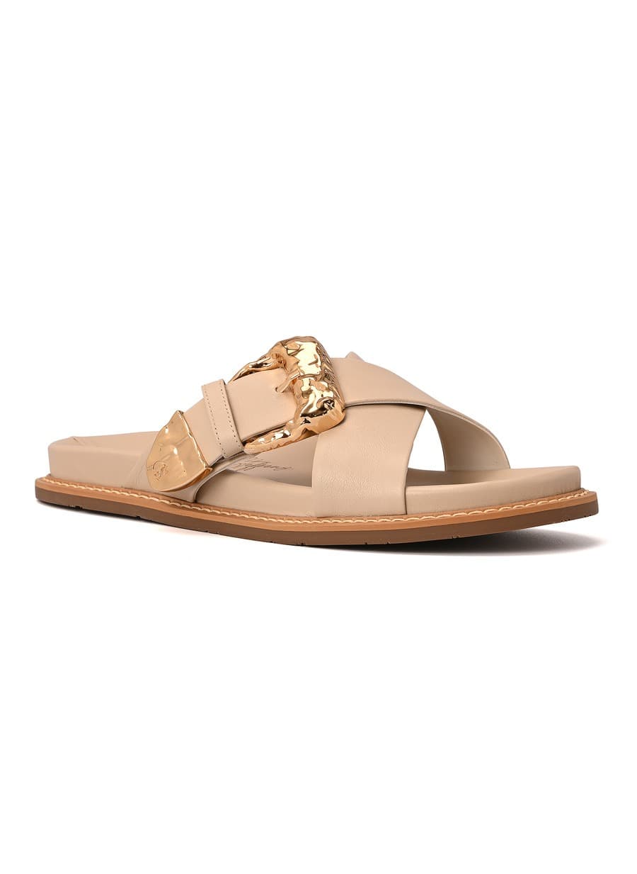 Papete Ivory Crossed Straps with Buckle