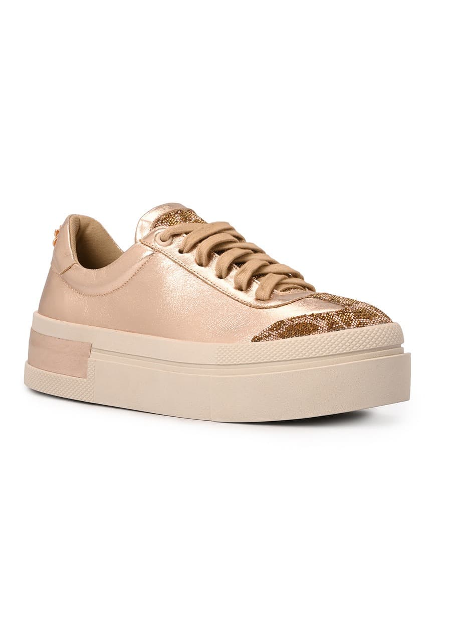 Golden Sneakers with Giraffe Print