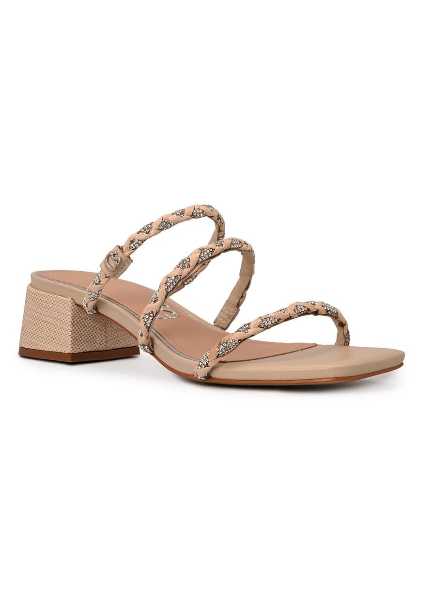 Ivory Block Heel Sandal Straps