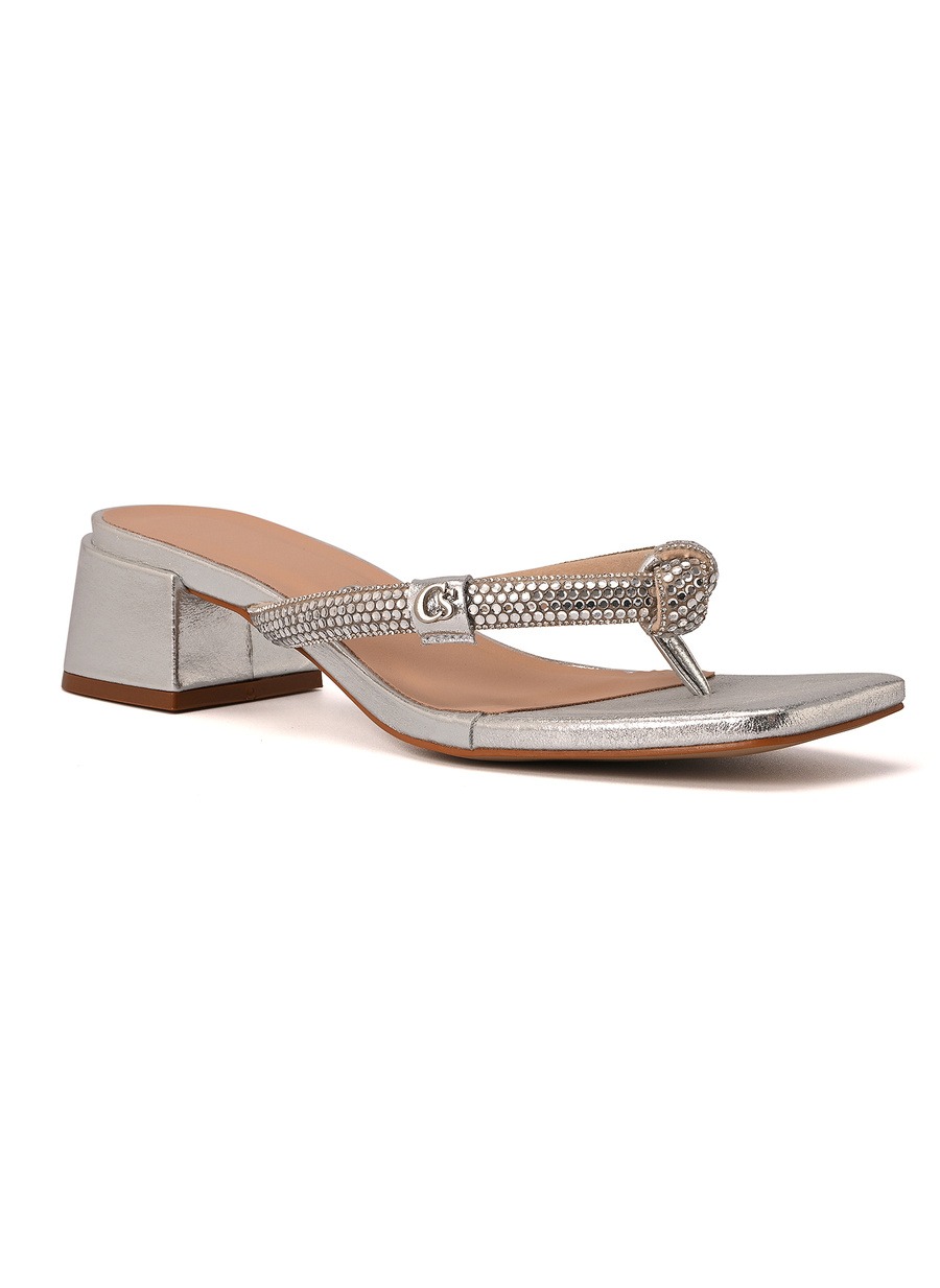 Silver Crystal Strap Mules