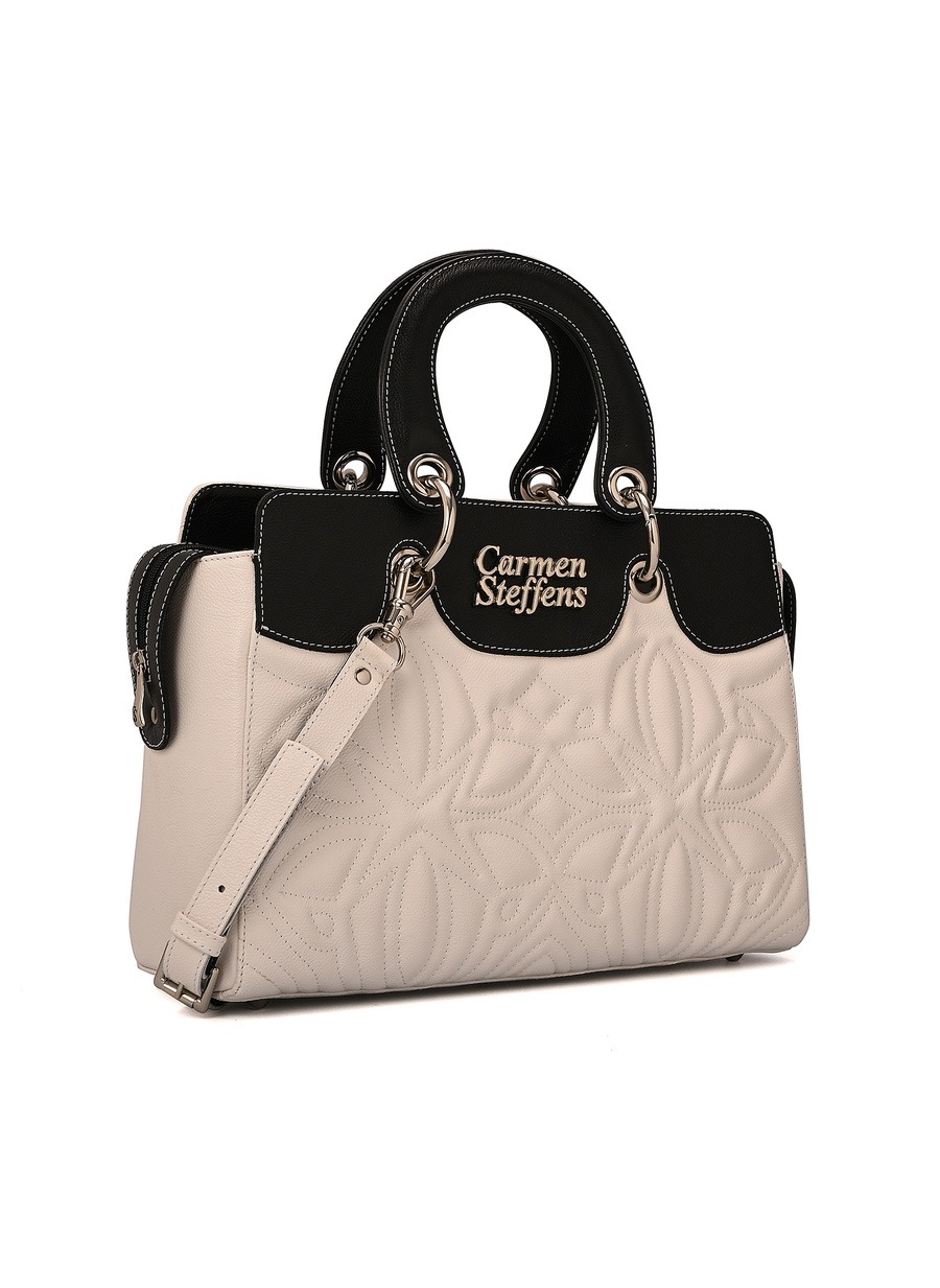 White Leather Bag Bianco with Quilting