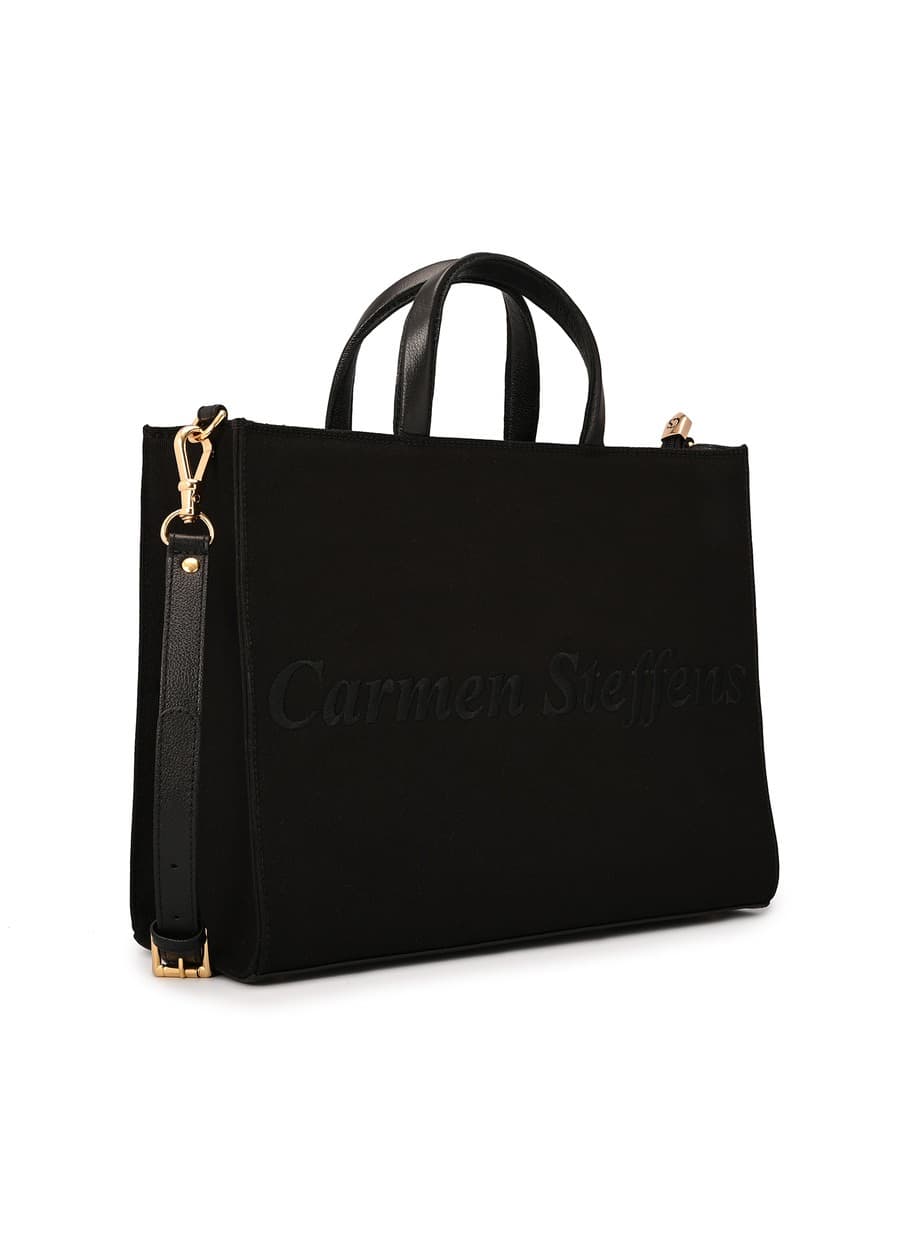 Black Embroidered Tote Bag Carmen Steffens