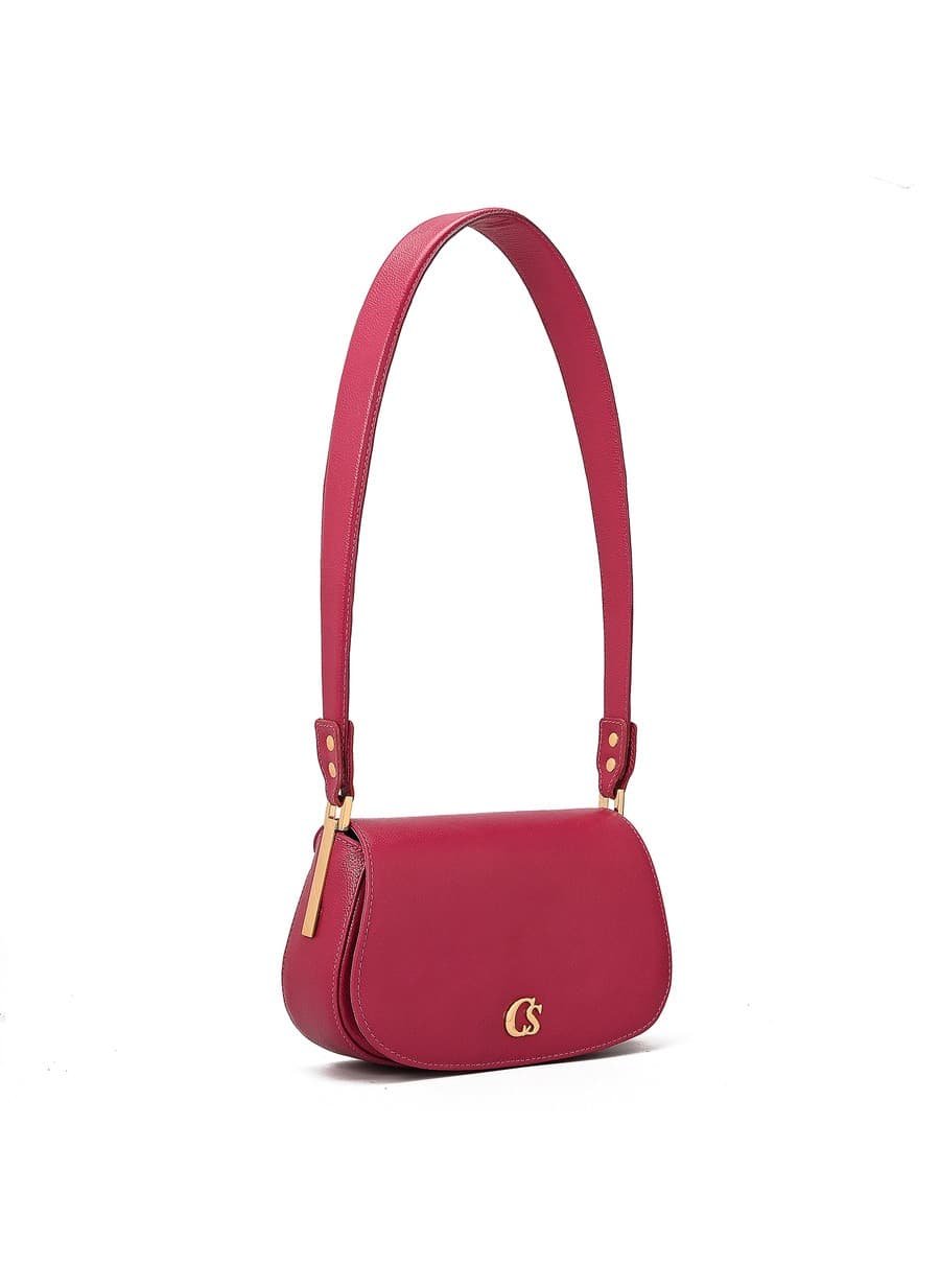 Fuchsia Pink Shoulder Saddle Bag