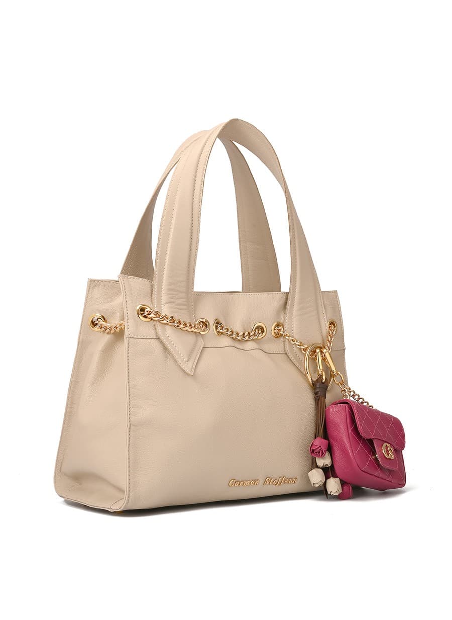 Off-white Shoulder Bag with Charm Bag