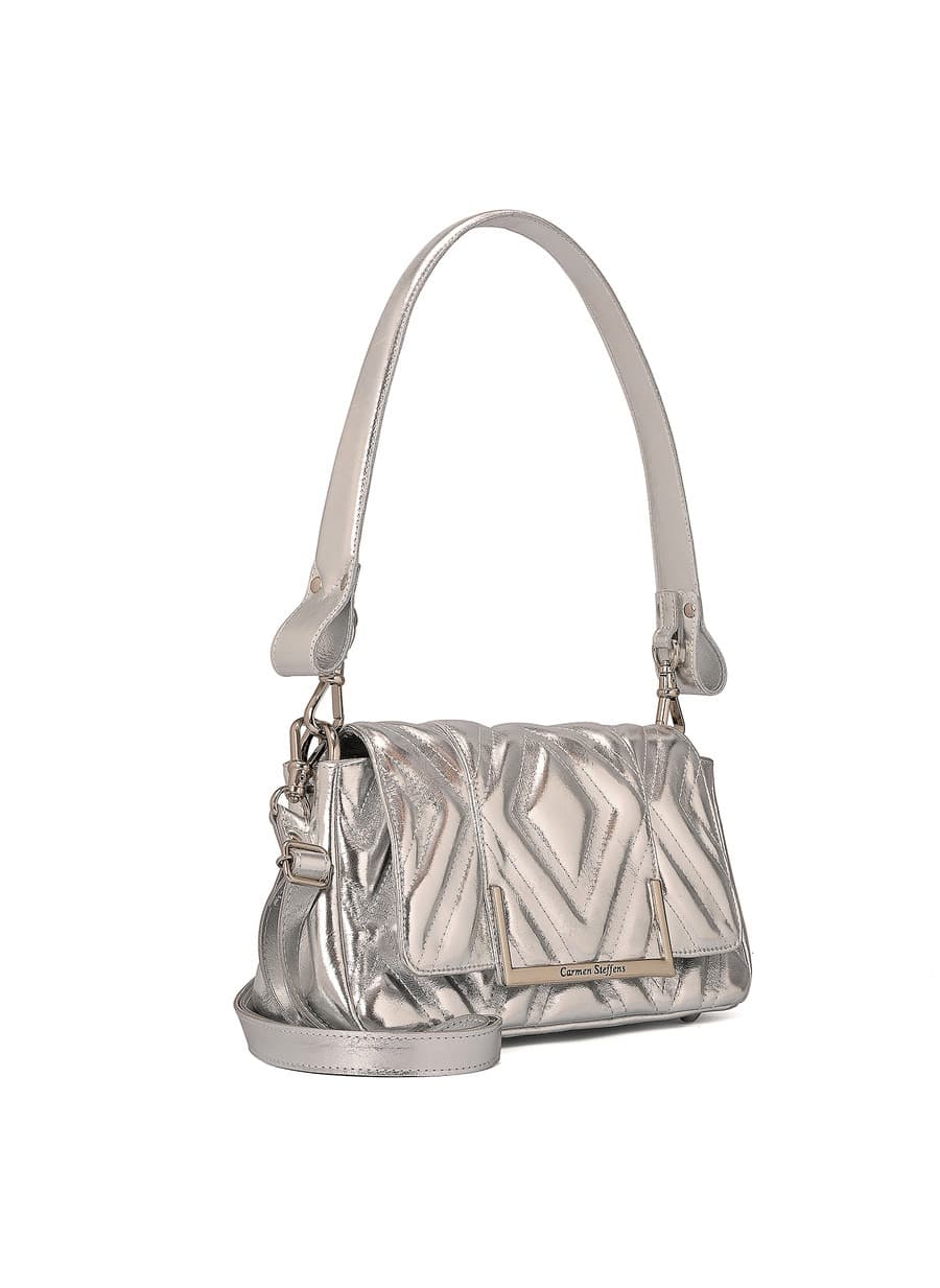 Quilted Silver Leather Bag