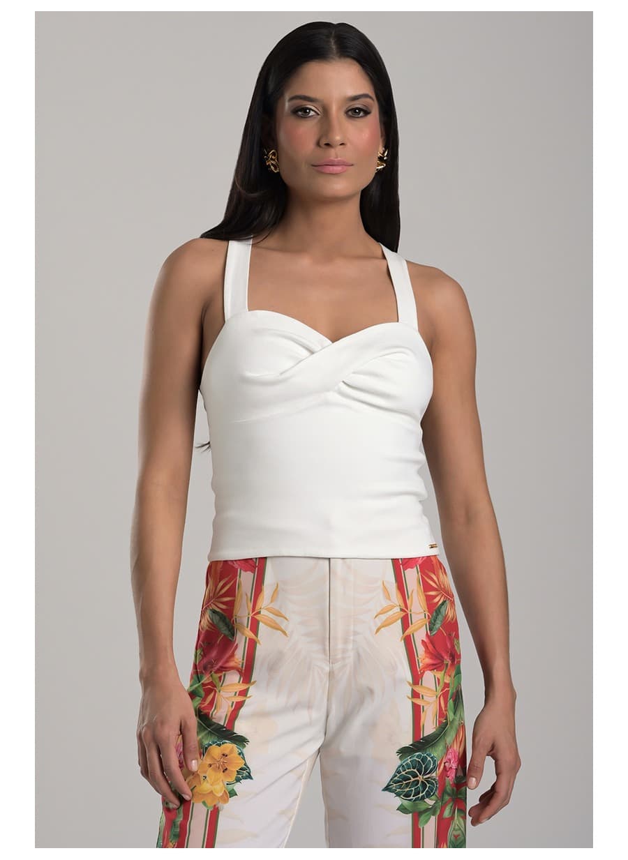 Off-white Top with Crossed Bust Detail