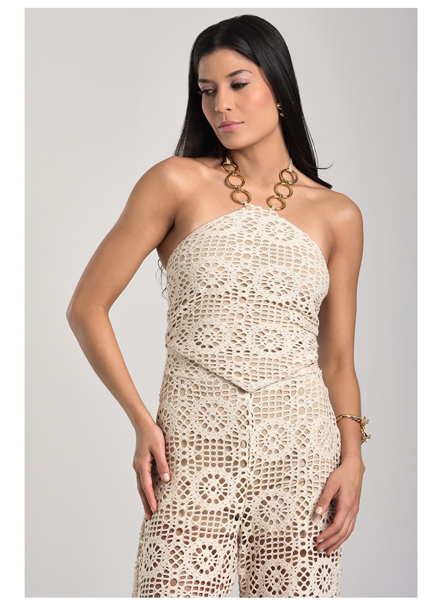Top Frente �nica with Off-White Metal