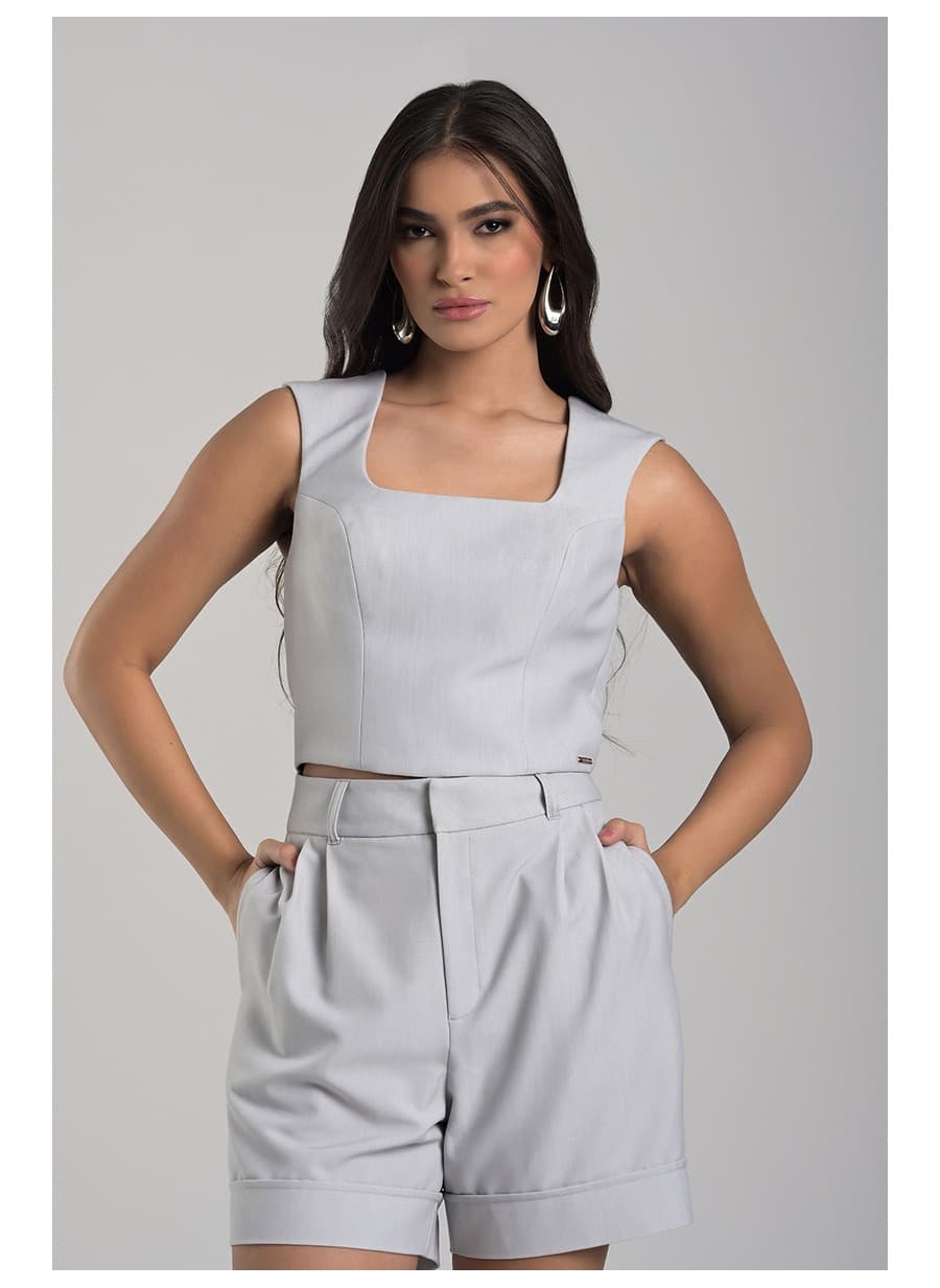 Tailored Natural Cropped Top