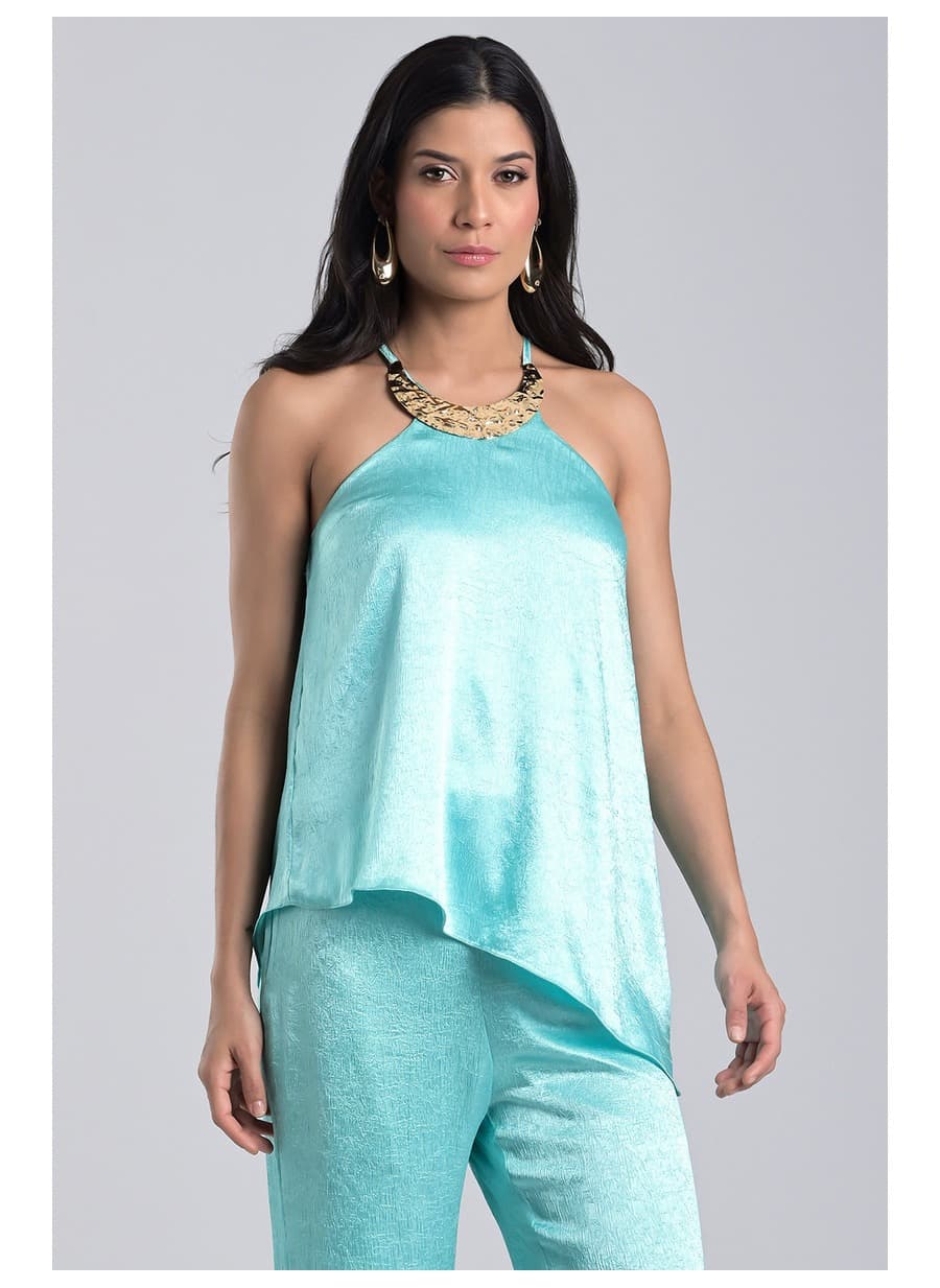 Asymmetric Soft Green Blouse