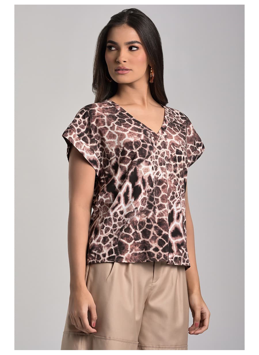 Printed Armhole Cut Blouse
