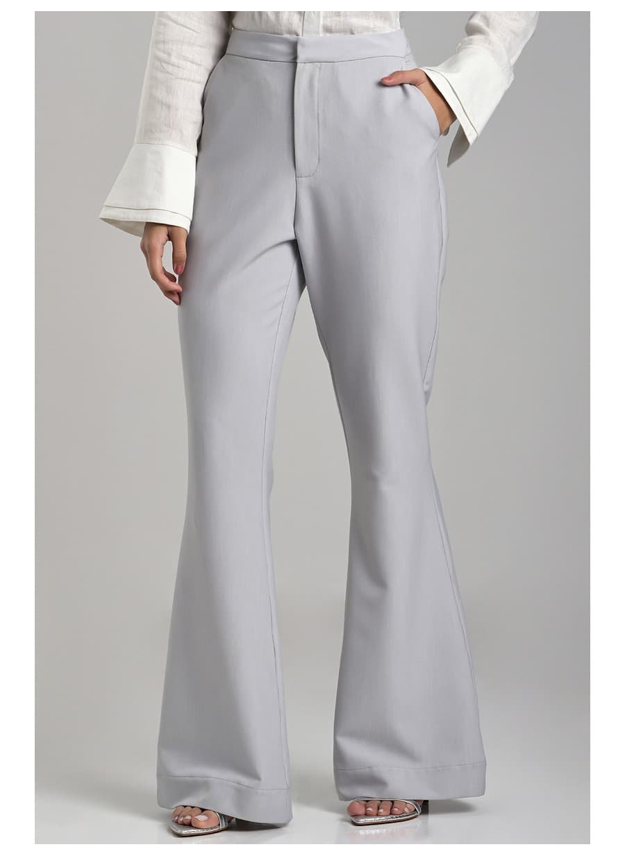 Gray Tailored Flare Pants