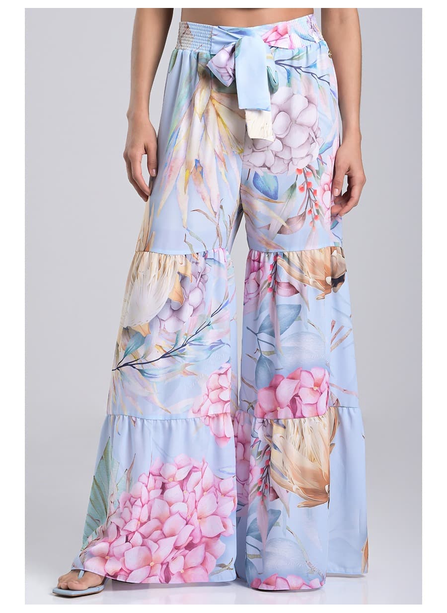 Wide-Leg Printed Pants