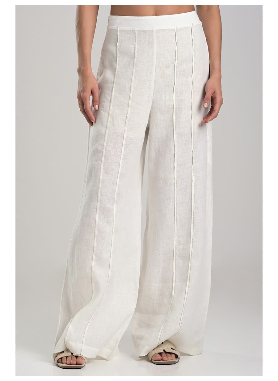 Off-white Ribbed Palazzo Pants