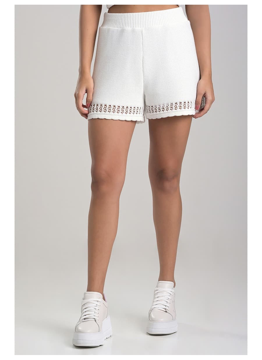 White Knit Shorts