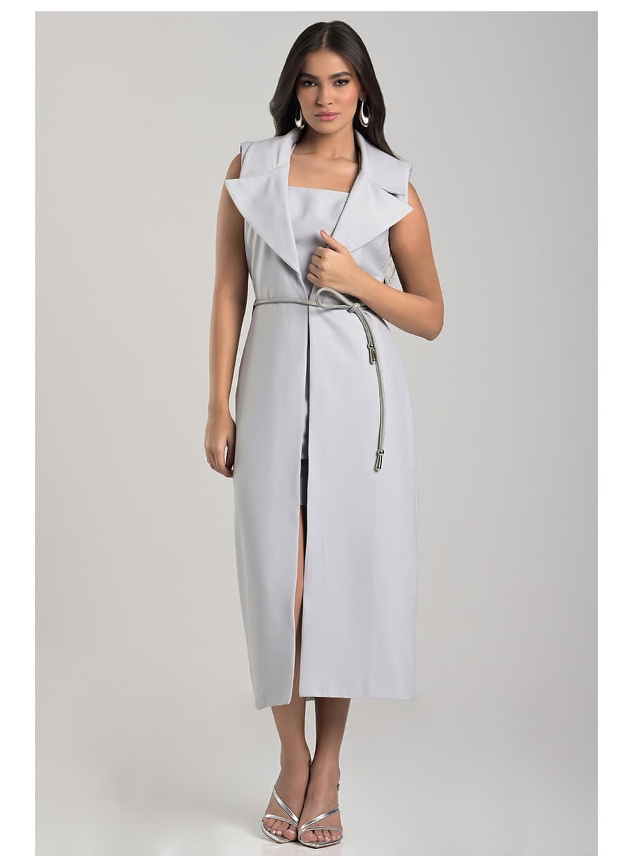 Maxi Vest with Natural Leather Belt