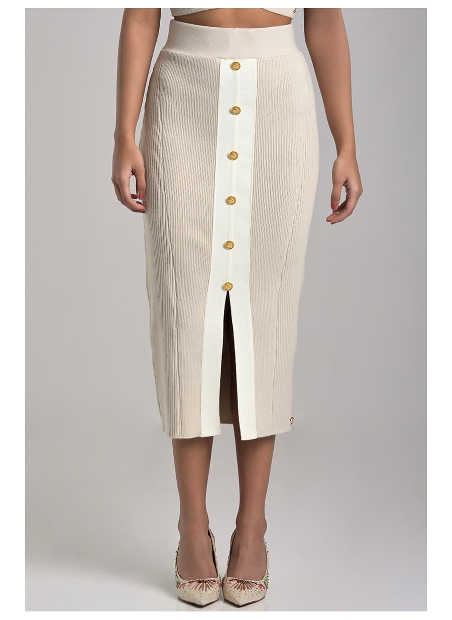 Beige Camel Knit Skirt