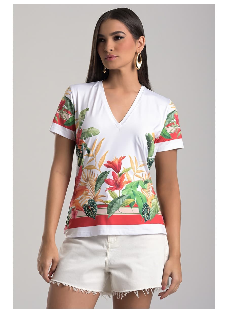 Classic V-Neck Printed T-Shirt