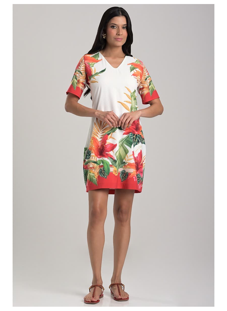 T-Shirt Dress with Printed Tie