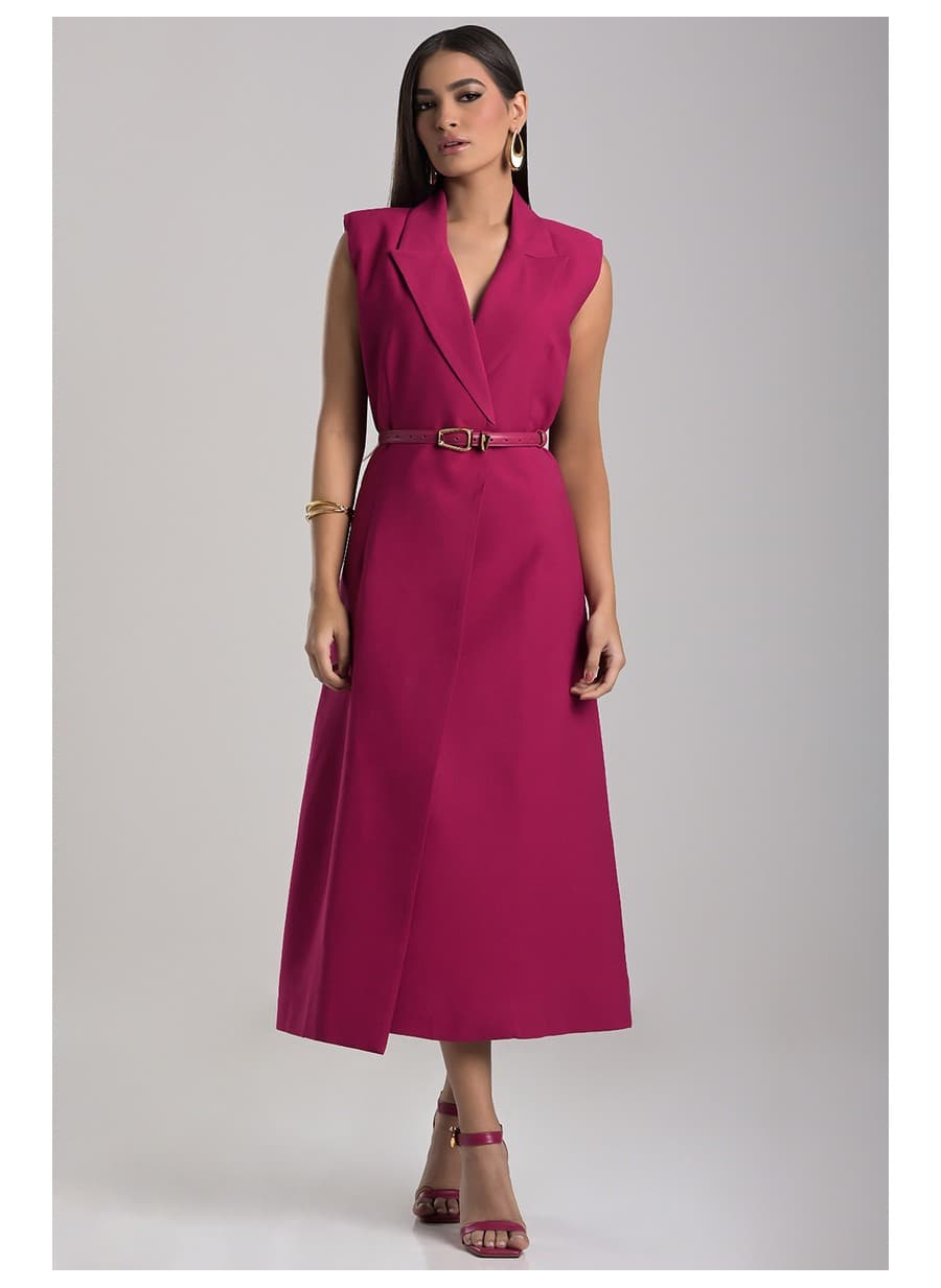 Fuchsia Tailored Dress with Belt