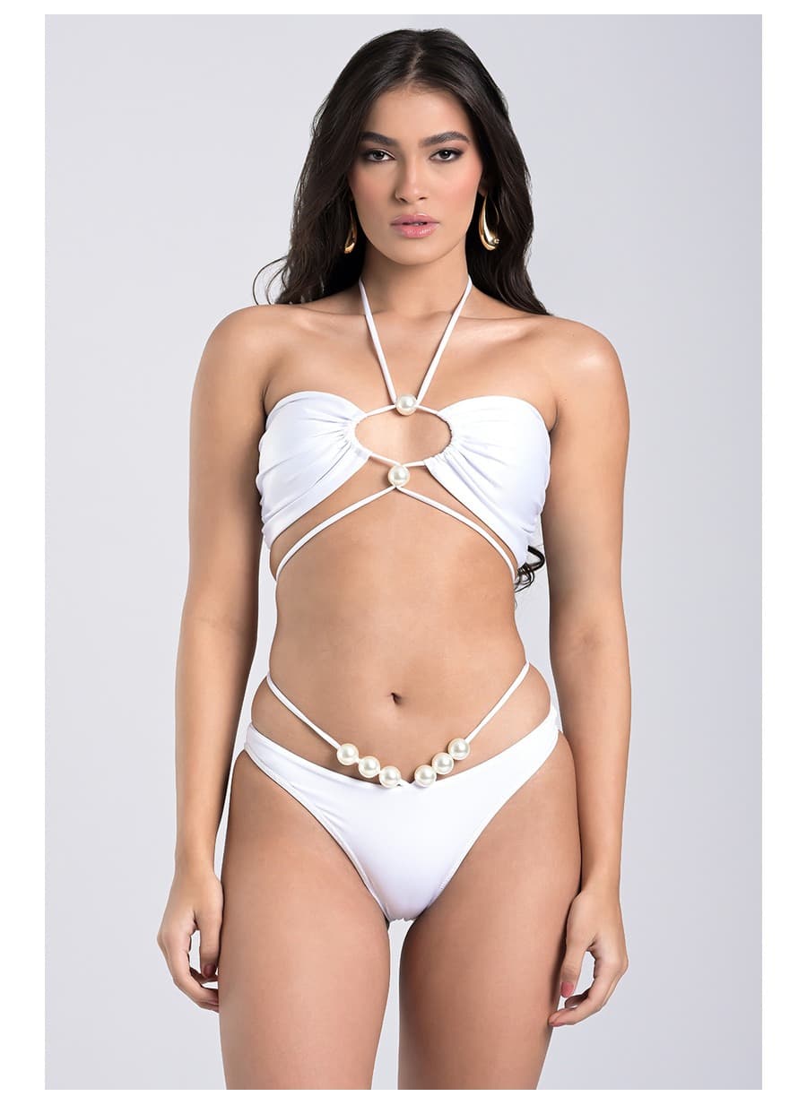 White Bianco Maxi Pearls Bikini