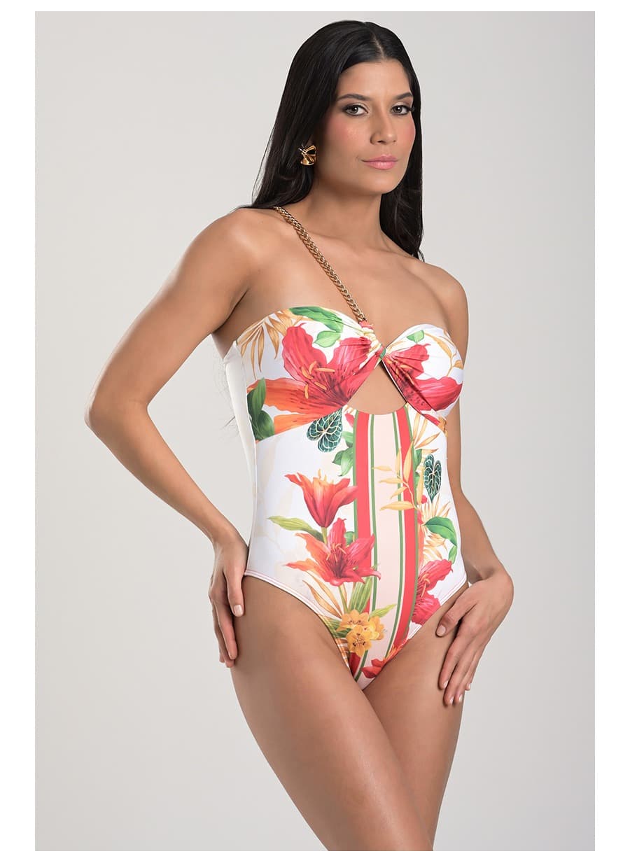 Asymmetric Printed Swimsuit