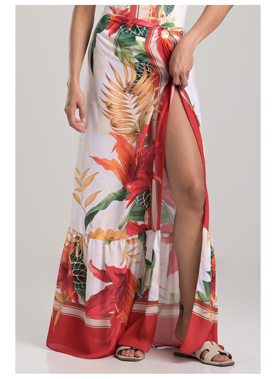 Beach Cover-Up with Ring Detail and Print