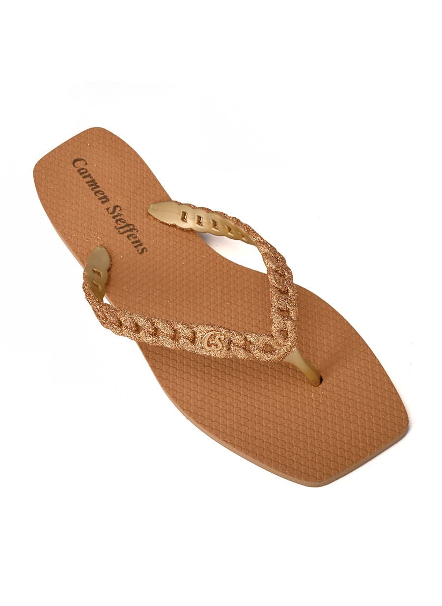 Golden Strap Flip-Flops