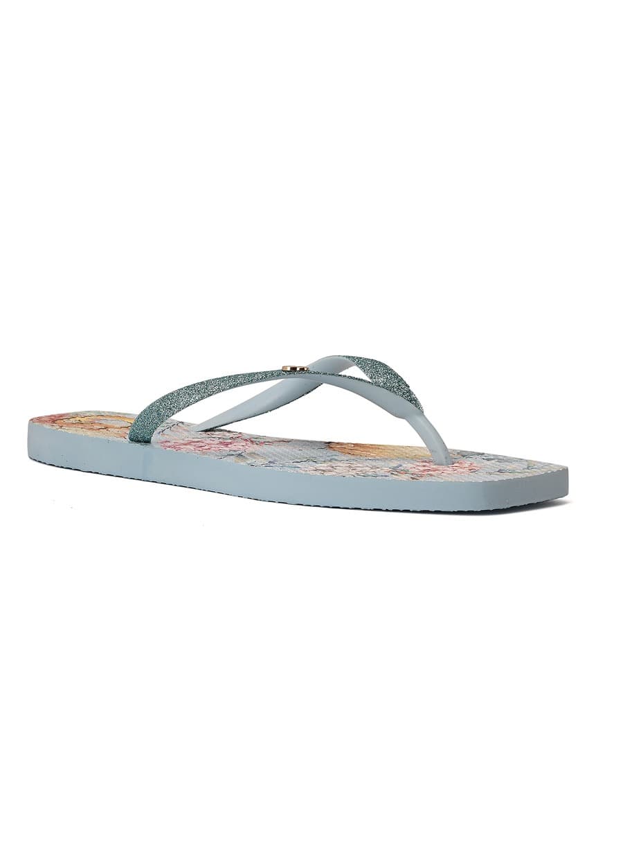 Baby Blue Printed Flip-Flops