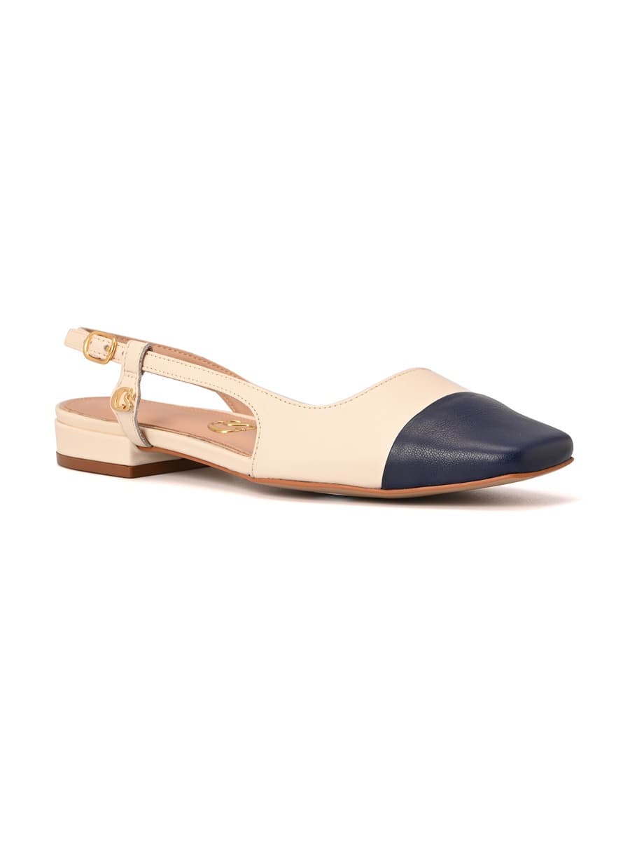 Bicolor Silk Slingback Flat