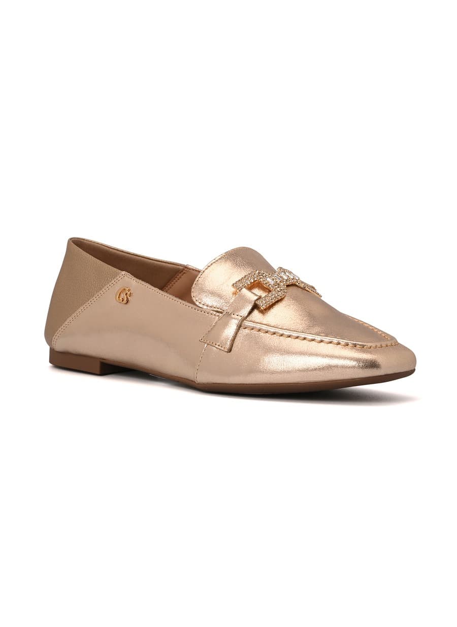 Gold Crystal Loafers