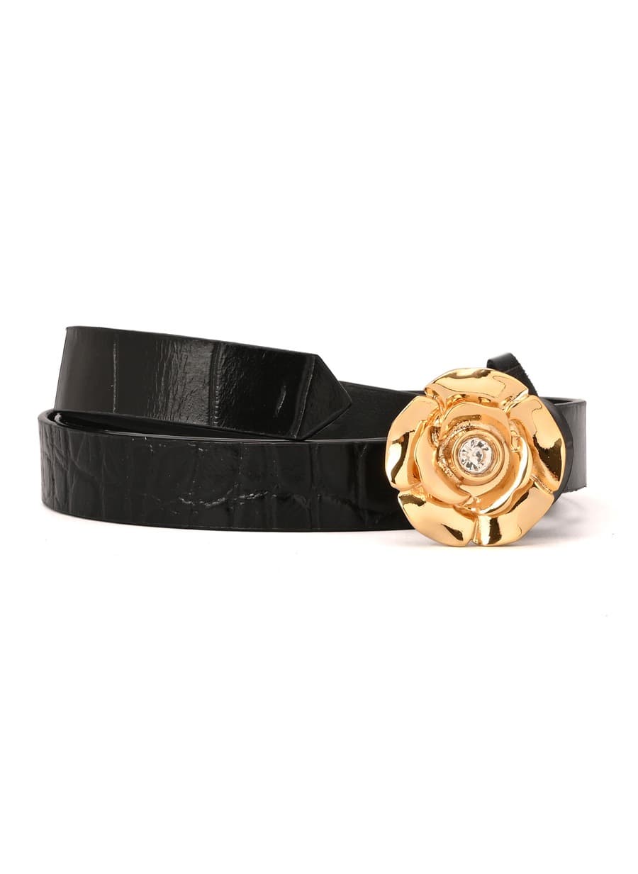 Black Flower Buckle Belt