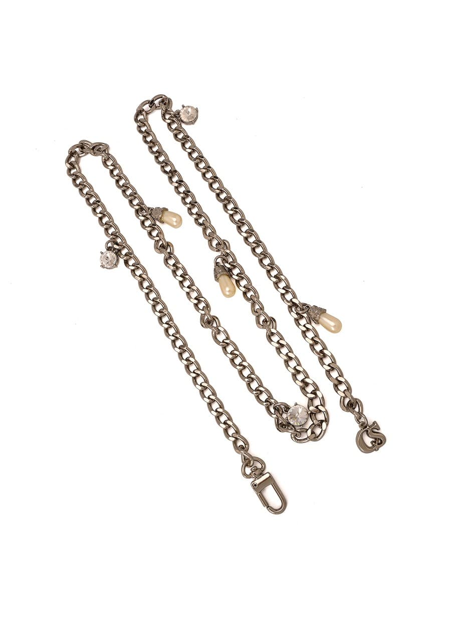 Nickel Chain Belt With Crystals and Pearls