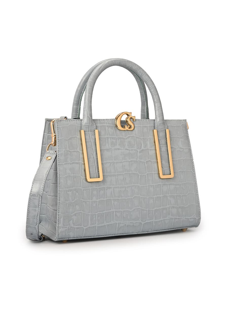 Atlantic Blue Croco Tote Bag