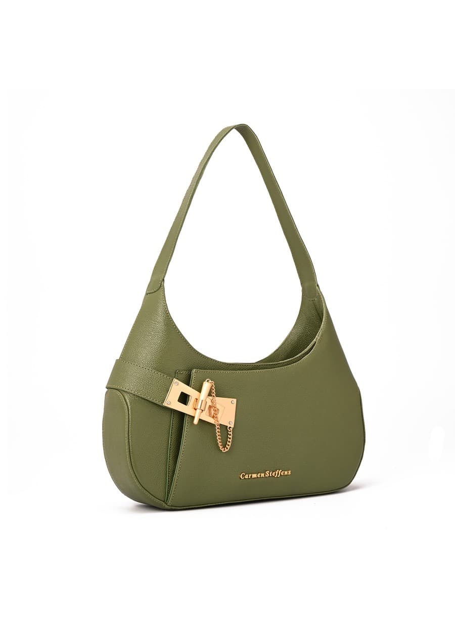 Hobo Bag Golden Clasp Military
