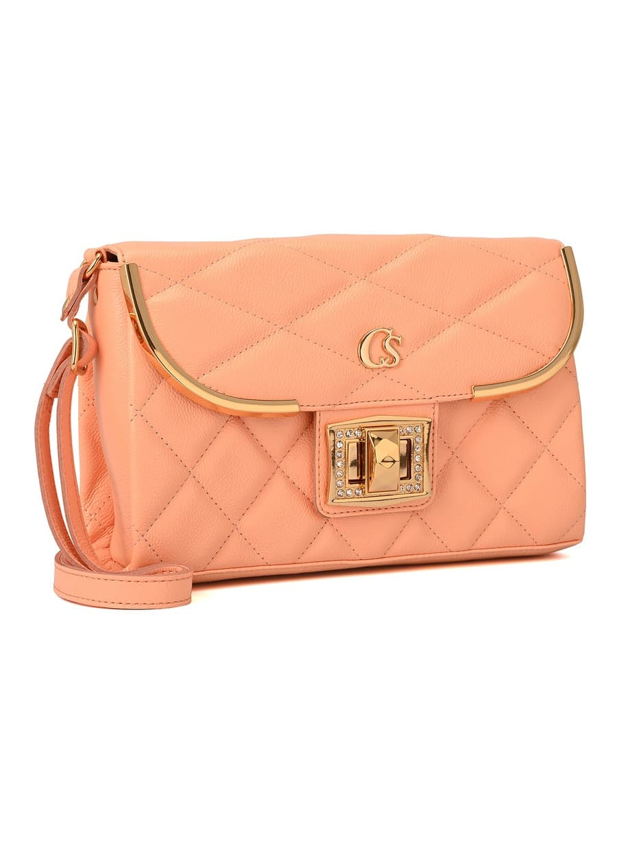 Quilted Bag Details Peach