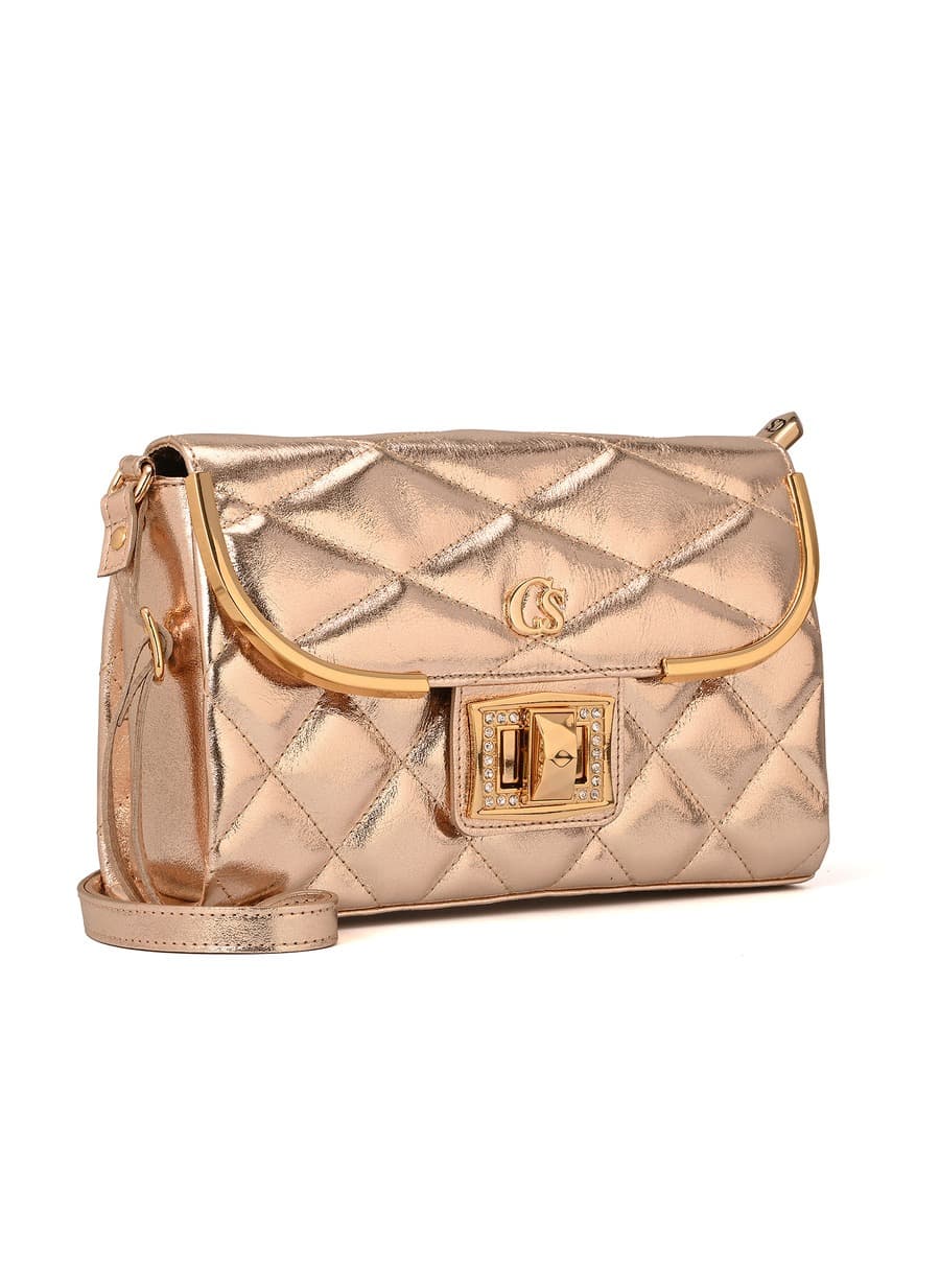 Quilted Bag Details Gold
