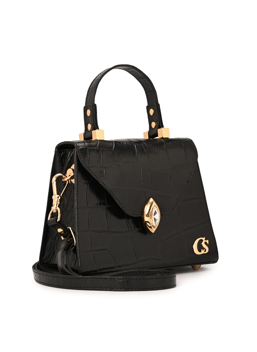 Top Handle Bag Black Crystal