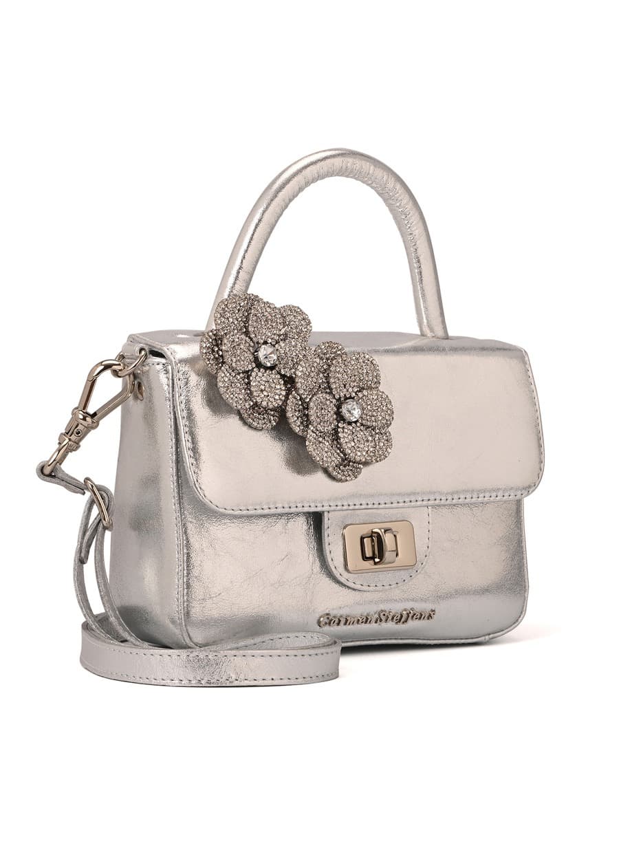 Top Handle Bag Flower Silver