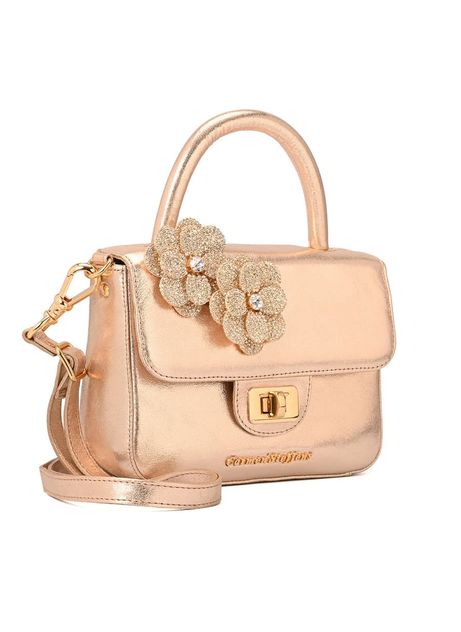 Top Handle Bag Flower Gold