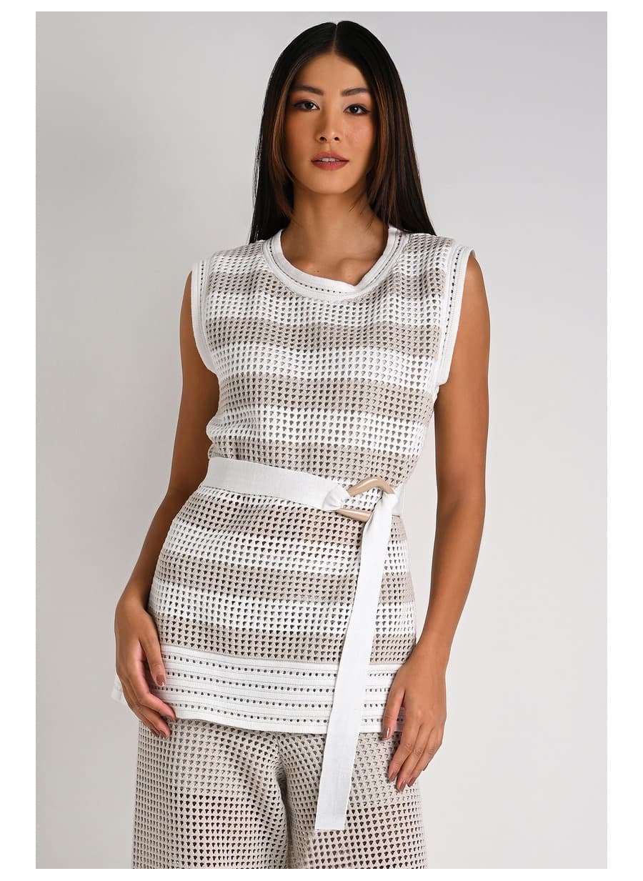 Striped Crochet Stitch Tunic