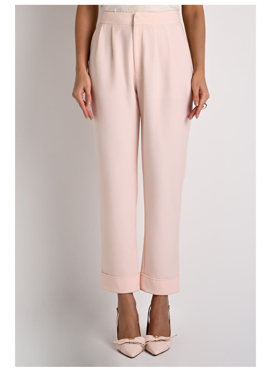 Carrot Pants with Overlapping Waistband in Lily Pink