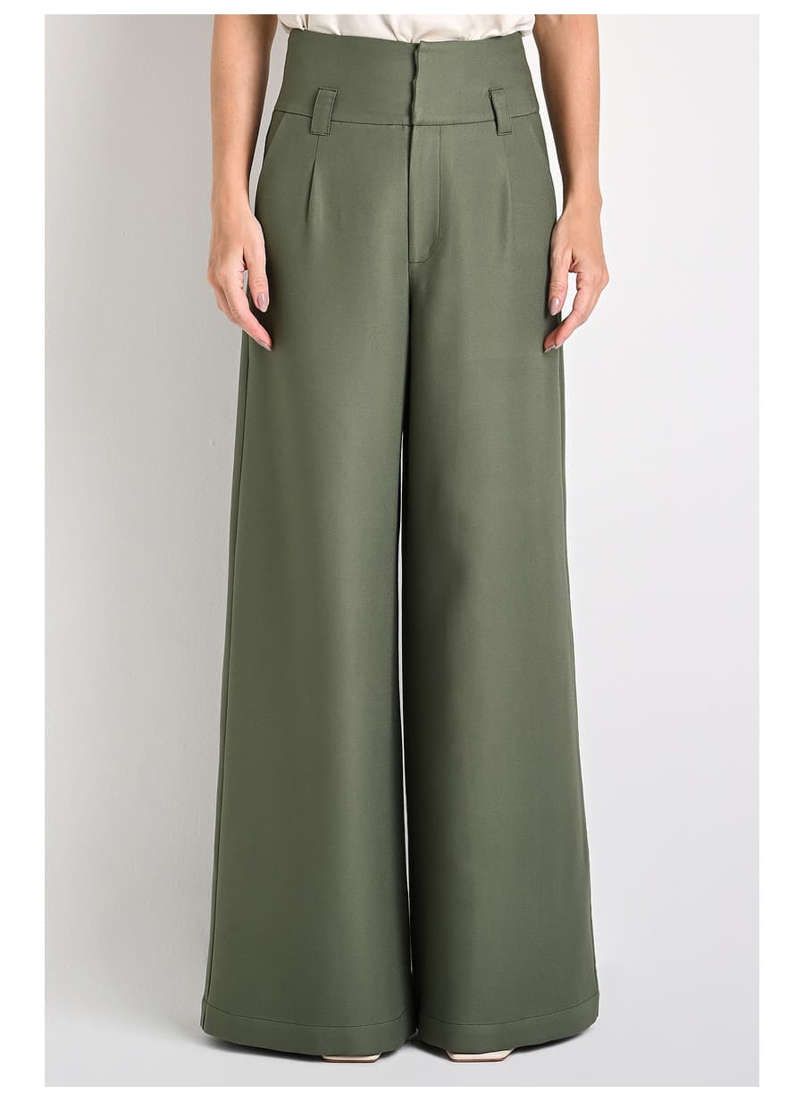 High-Waisted Moss Green Pants