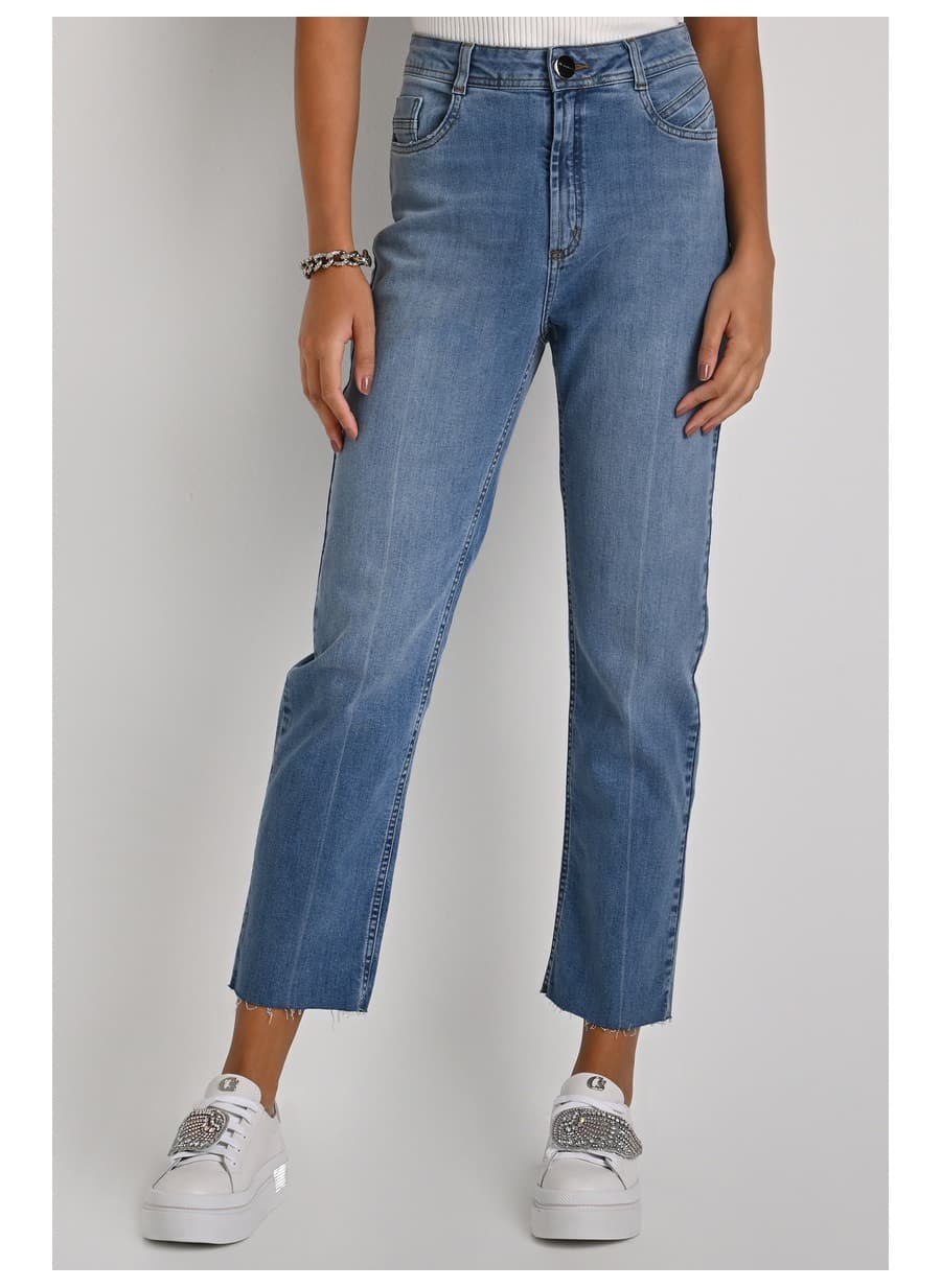 Mom Denim Pants with Markings
