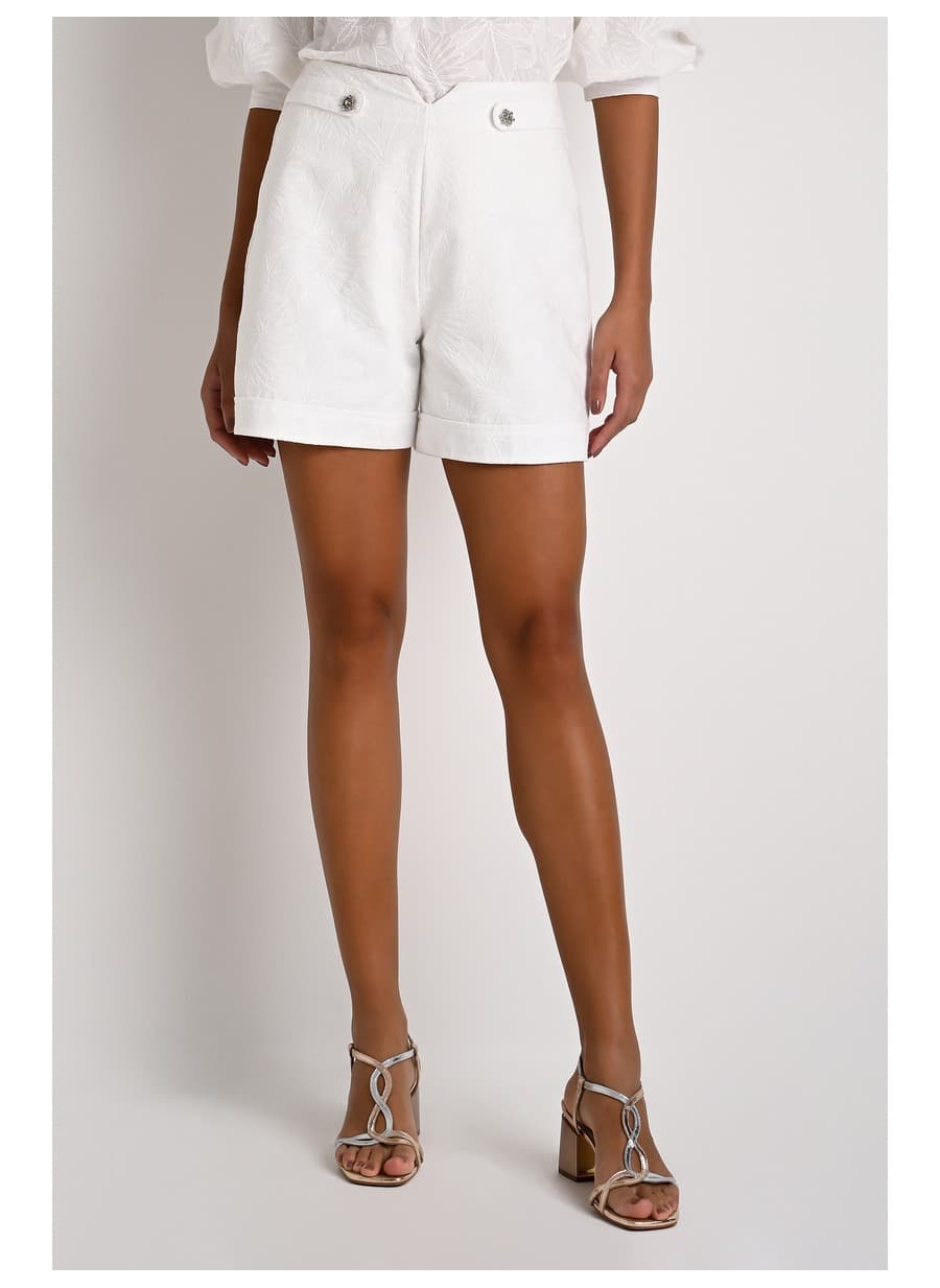 Shorts with Martingale Detail Off-White