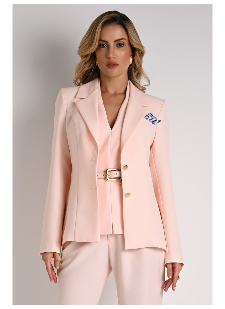 Blazer with Pink Lily Scarf Detail