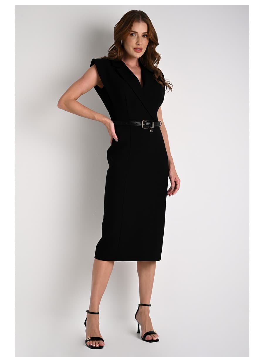 Black Overlaid Detail Dress