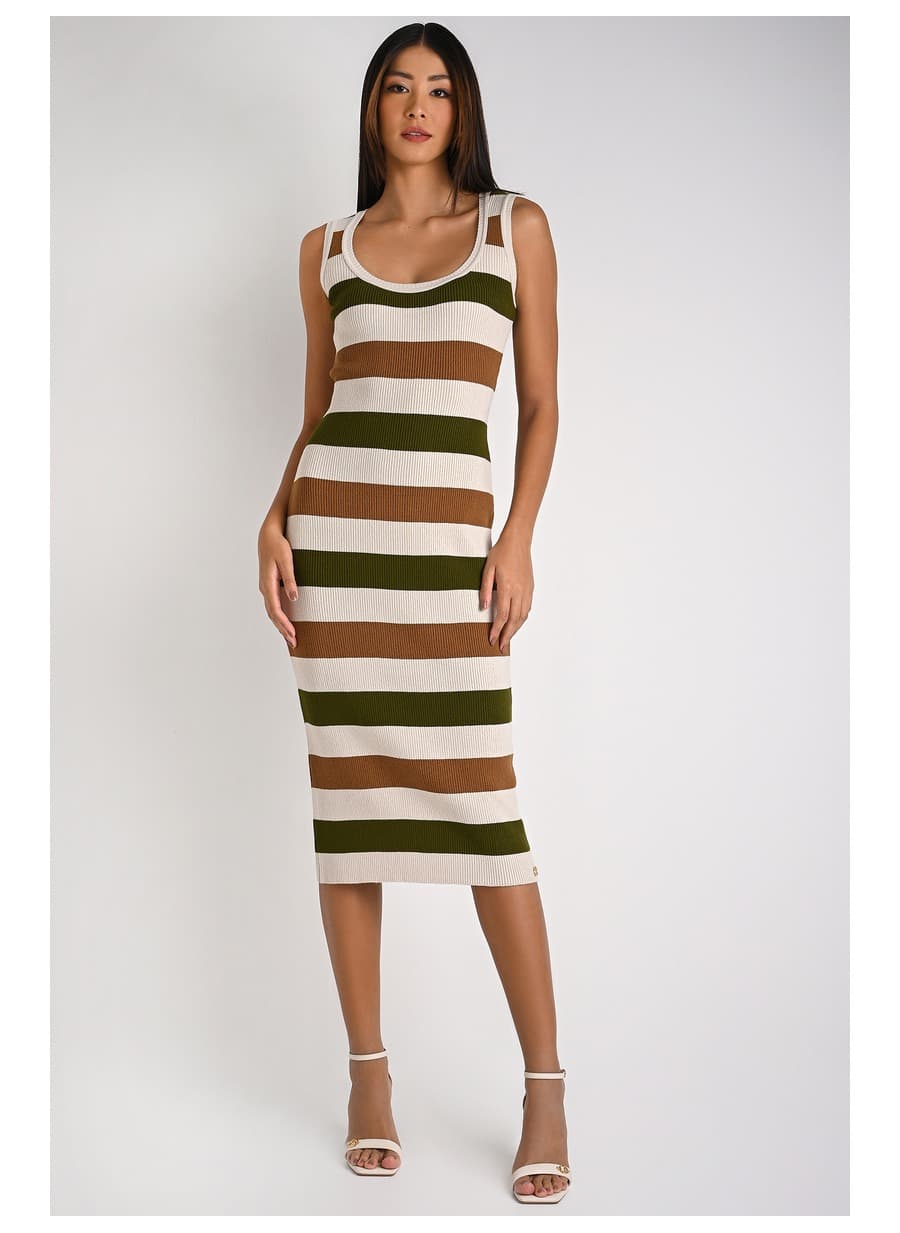 Striped Midi Silk Dress