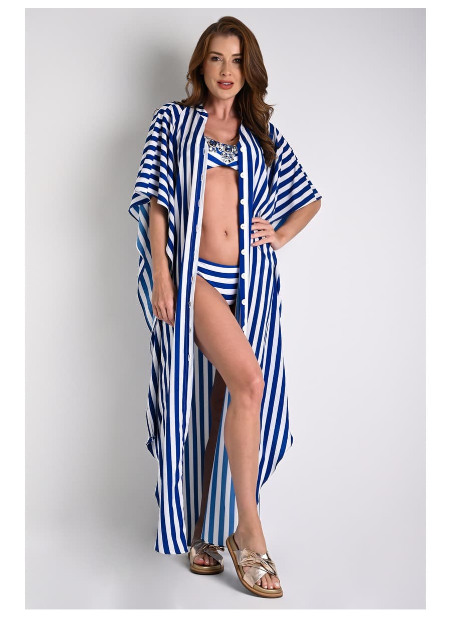 Wide Striped Beach Cover-Up